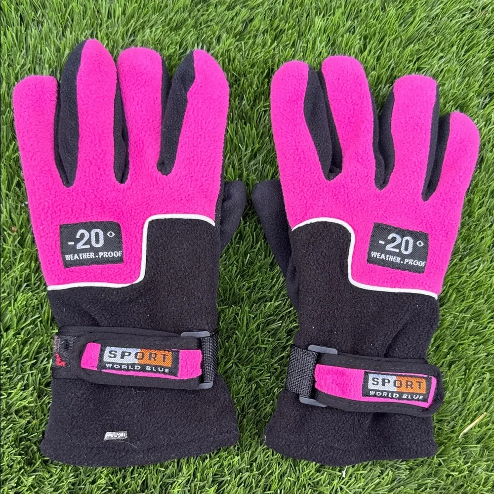 Sport Weather-Proof Pink and Black Gloves